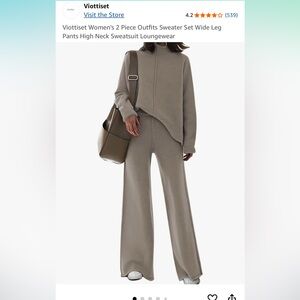 Women's Gray Sweater Set - Cowl Neck